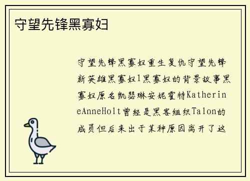 守望先锋黑寡妇